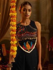 Embroidered Round Neck Crop Top & Palazzo Co-ords