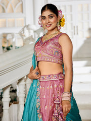 Pink colour Tissue Sequinse embroidery Semi Stitched Lehenga choli and Dupatta