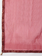 Woven Design Straight Kurta With Trousers & Dupatta