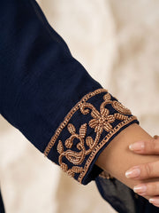 Blue All Over Beads Embroidered Palazzo Style Suit