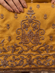 Mustard All Over Beads Embroidered Palazzo Style Suit
