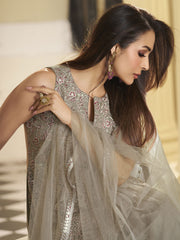 Malaika Arora Women Paisley Embroidered Regular Thread Work Kurti with Palazzos & With Dupatta