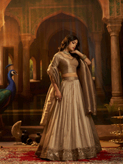 Art Silk Sequins Work Brown Wedding Wear Lehenga Choli With Dupatta