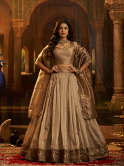 Art Silk Sequins Work Brown Wedding Wear Lehenga Choli With Dupatta