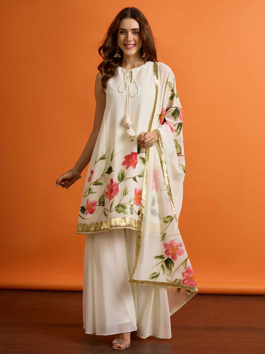 Women Floral Printed Regular Kurta with Palazzos & with Dupatta