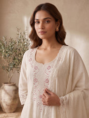 Women Ethnic Motifs Embroidered Empire Thread Work Kurta with Trousers & With Dupatta