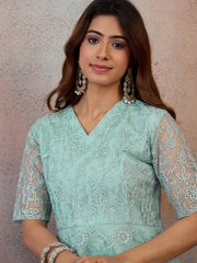 Embroidered V-Neck Gown Ethnic Dresses
