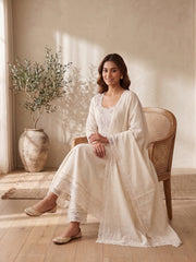 Women Ethnic Motifs Embroidered Empire Thread Work Kurta with Trousers & With Dupatta