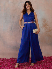 Royal Blue Printed Basic Jumpsuit