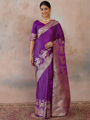 Ethnic Motifs Zari Silk Blend Handloom Saree