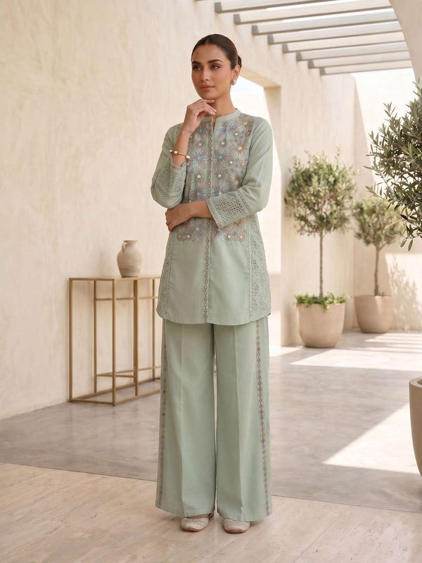 Floral Embroidered Tunic with Palazzos