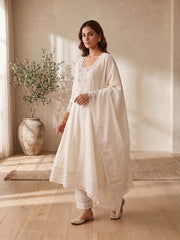 Women Ethnic Motifs Embroidered Empire Thread Work Kurta with Trousers & With Dupatta