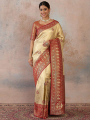 Ethnic Motifs Zari Silk Blend Heavy Work Kanjeevaram Saree