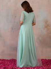 Embroidered V-Neck Gown Ethnic Dresses