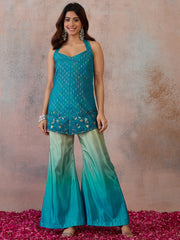 Organza Embellished Tunic with Palazzos