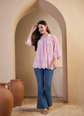 Shirt Collar Embroidered Tunic
