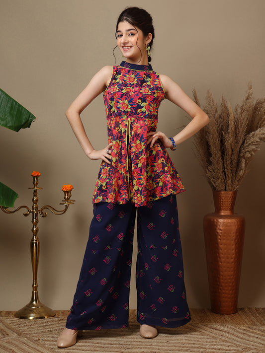 Girls Floral Printed Regular Kurta with Palazzos