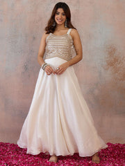 Embroidered Shoulder Straps Gown Ethnic Dresses