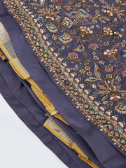 Violet Pure Chiffon Sequins and thread embroidery Semi-Stitched Lehenga choli and Dupatta