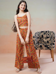 Yellow Girls Printed Top & Trousers Co-Ord