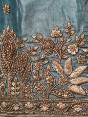 Sky Blue Tora Silk Hand Work Palazzo Style Kurta Set
