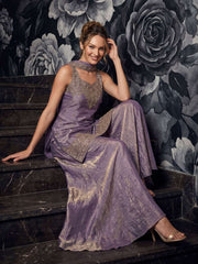Mauve Tora Silk Hand Work Palazzo Style Kurta Set