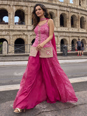 Pink Simar Silk Slit Style Plazzo Suit