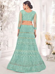 Sea Green Embroiderd Net Lehenga