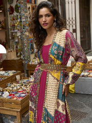 Magenta Multi Embroidered Jacket Style Anarkali Gown