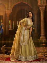 Beige Wedding Wear Art Silk Sequins Work Lehenga Choli With Dupatta