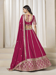Rani Pink Silk Zari Embroidered Gota Lehenga Wedding Wear