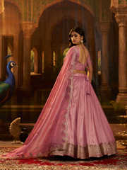 Art Silk Sequins Work Pink Wedding Wear Lehenga Choli With Dupatta