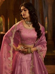 Art Silk Sequins Work Pink Wedding Wear Lehenga Choli With Dupatta