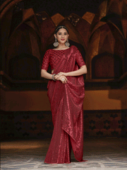 Georgette Sequins Maroon Trendy Saree