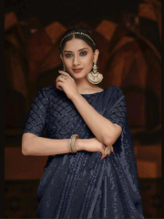 Grey Thread Georgette Trendy Saree