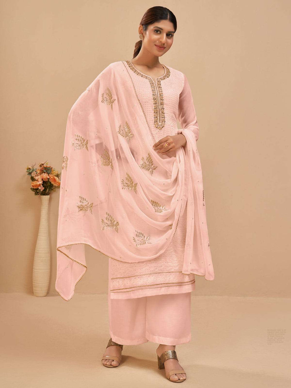 Cream Women Floral Embroidered Satin Saree  Inddus.com