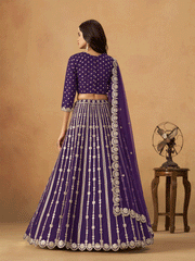 Wedding Festive Purple Embroidered Lehenga Choli