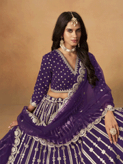 Wedding Festive Purple Embroidered Lehenga Choli