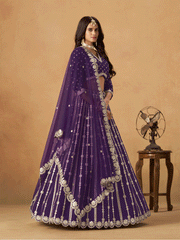 Wedding Festive Purple Embroidered Lehenga Choli