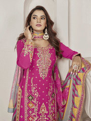 Designer Rani Pink Punjabi Style Dhoti Style Salwar Suit