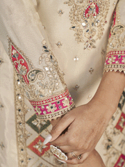 Designer Ivory Beige Punjabi Style Dhoti Style Salwar Suit