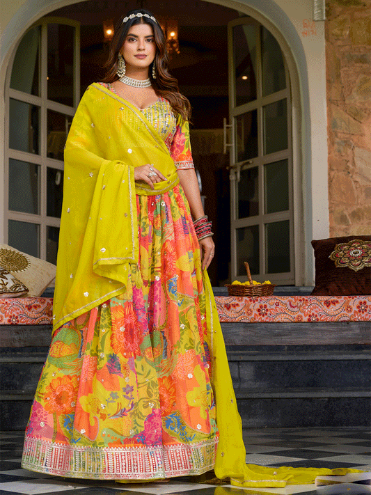 Print Silk Designer Lehenga Choli in Multi Colour