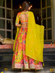 Print Silk Designer Lehenga Choli in Multi Colour