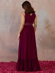 Embroidered V-Neck Gown Ethnic Dresses