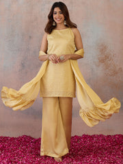 Women Ethnic Motifs Embroidered Regular Sequinned Kurta with Palazzos & With Dupatta