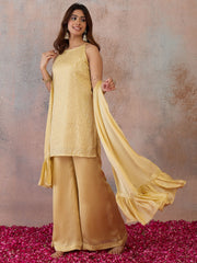 Women Ethnic Motifs Embroidered Regular Sequinned Kurta with Palazzos & With Dupatta