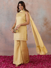 Women Ethnic Motifs Embroidered Regular Sequinned Kurta with Palazzos & With Dupatta