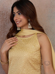 Women Ethnic Motifs Embroidered Regular Sequinned Kurta with Palazzos & With Dupatta
