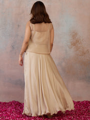 Beige Bling and Sparkly Embellished Top with Skirt