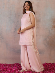 Women Embroidered Regular Sequinned Kurta with Palazzos & With Dupatta